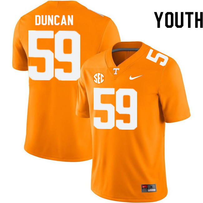 Youth #59 Cody Duncan Tennessee Volunteers College Football Jerseys Stitched-Orange